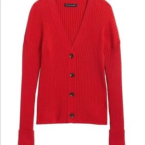 NWT Banana Republic Red Ribbed Cardigan Size Large
